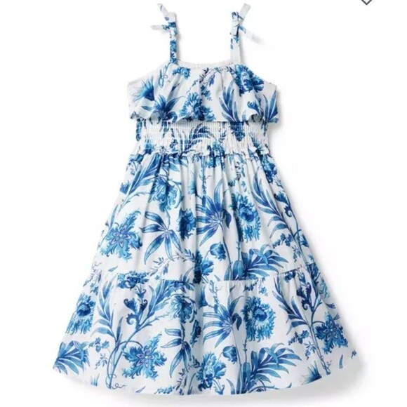 Janie and Jack Other - Janie and Jack Girls Dress Size 7 Blue Floral Midi Sundress Smocked Waist Cotton